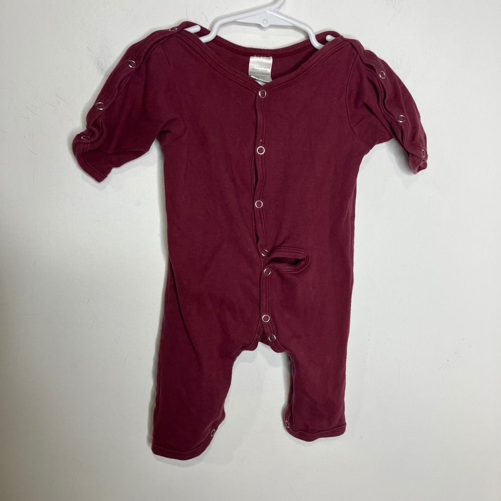 Itty bitty baby 100% cotton full snap romper NICU‎ friendly maroon size 6-9 mo